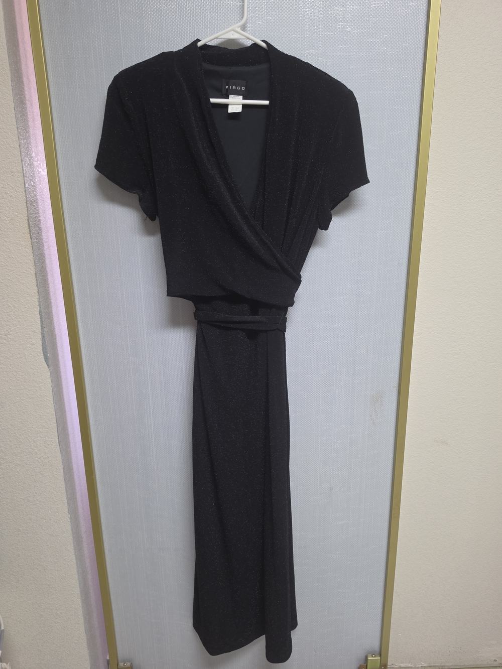 Virgo Black Sparkle Wrap Maxi Dress